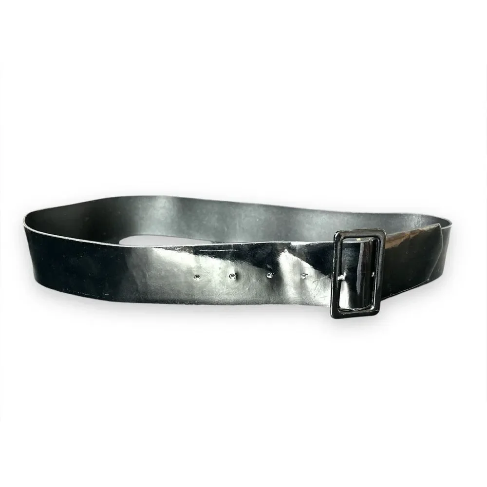 Sleek black chunky wide adjustable belt sz L 90's‎ edgy chic